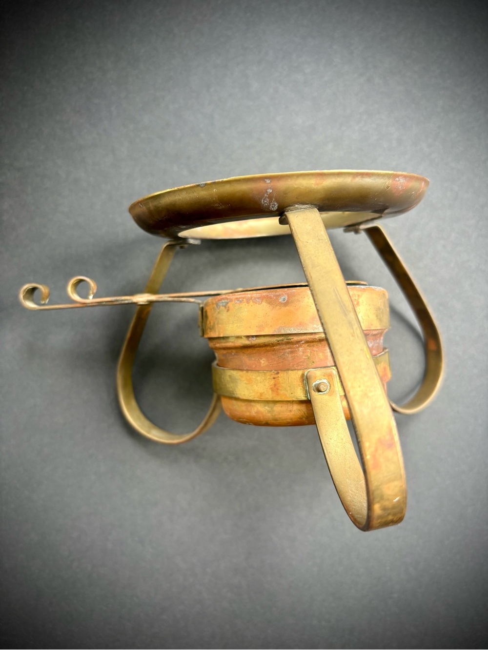 Vintage Brass Pot Warmer Chaffing Dish Holder, Fondue Pot, or Tea Kettle